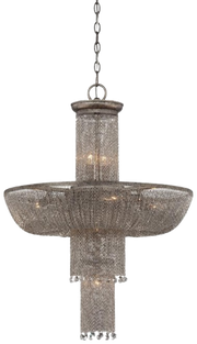 Metropolitan Shimmering Falls N7208-578 chandelier with cascading clear bead strands and layered scalloped fringe