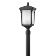 Hinkley Stratford 1-light outdoor post lantern in Museum Black with traditional lantern frame