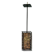 Corbett Shoji 105-41 pendant with a rectangular bronze lattice around a warm inner shade