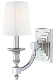 Metropolitan Continental Classics Polished Nickel wall sconce with a white pleated shade