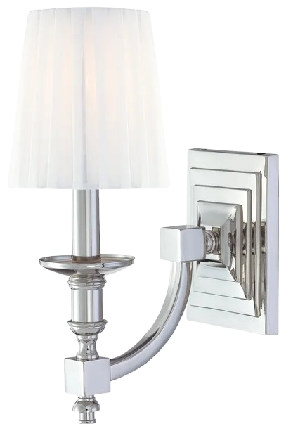 Minka Metropolitan Minka 1 Light Wall Sconce In Polished Nickel Finish With White Pleated Shade