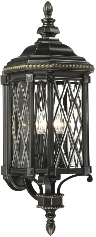 Bexley Manor 4 Light 32 Inch Coal/Gold Outdoor Wall Mount, Great Outdoors