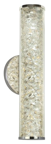 Stone Lighting Jazz Venti WS224CRPCLED sconce with a crystal-textured cylinder and polished chrome end caps