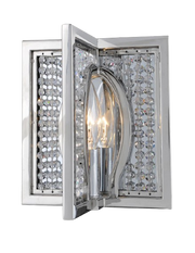 Kalco Rockefeller Polished Chrome wall sconce with geometric panels and clear bead strands