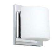 Besa Paolo 1WS-787307-CR wall sconce with a curved opal matte shade and square chrome backplate