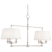 Metropolitan polished nickel linear chandelier with two pleated white shades