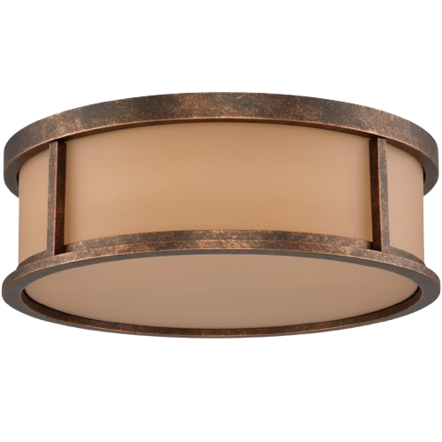 Nuvo Odeon Es 3-Light 15-Inch Flush Mount Ceiling Light - Aged Bronze With Parchment Glass