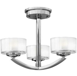 Meridian 3-Light Chrome and Flush Ceiling Light