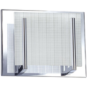 Square Aurora wall light with a textured pale panel and chrome supports