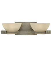 Hinkley Flynn 2-light bathroom vanity light in buckeye bronze with a geometric mid-century frame