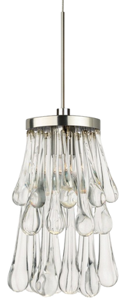 Stone Lighting Droplets PD102CRPNM3M pendant with tiered clear drops beneath a polished nickel cap