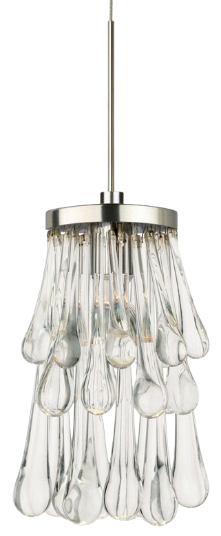 Pendant Droplets Clear Polished Nickel Mr16 Halogen 35W Monopoint Canopy
