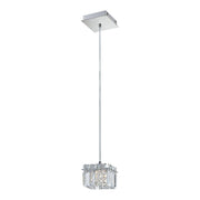 Alico Crown chrome and clear crystal square pendant, complete assembly on a white background.