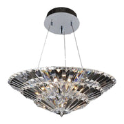 Allegri Auletta light showing graduated clear facets and its cable-suspended configuration
