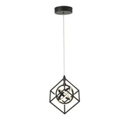Artcraft Tulip pendant with intersecting luminous rings inside a matte black cube