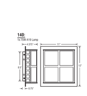 Besa Lighting 140 Series outdoor wall sconce official dimension drawing for opal glass model 336407