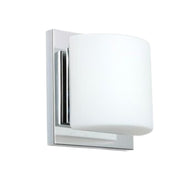 Besa Paolo 1WS-787307-CR chrome wall sconce showing the smooth opal shade, short connector and reflective square plate