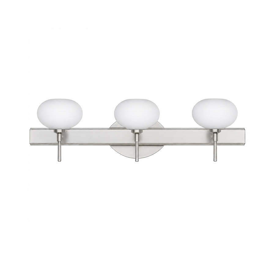 Besa Lasso 3WR-561207-CR three-light Chrome vanity light with handcrafted opal glass shades