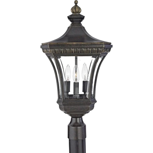 Alternate finish view of the Quoizel Devon 3-light post lantern, 23 inches tall