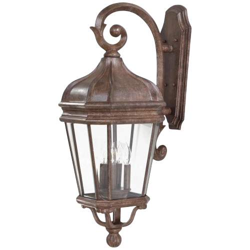 Harrison 4-Light Traditional Outdoor Wall Lantern in Vintage Rust Finish
