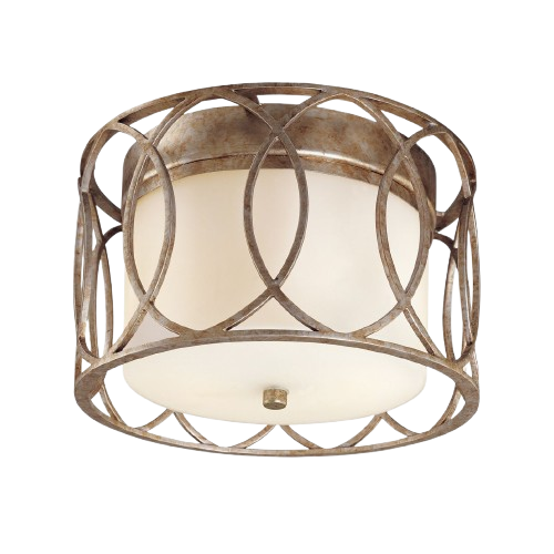 Troy Lighting Sausalito Flush Mount Light, 2-Light, Hand-Worked Iron, Silver Gold Finish