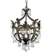 Crystorama Legacy English Bronze chandelier with curling branches, clear drops and draped strands