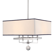 Hudson Valley Gresham Park 4-light chandelier in polished nickel with a black-trimmed shade and crystal orb finial