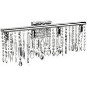 Dainolite Bohemian vanity light with a Polished Chrome bar and four positions framed by clear hanging accents