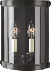 Robert Abbey Blake 1-light wall sconce in Deep Patina Bronze with a rectangular frame and clear glass shade