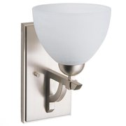 DVI Key West wall sconce with a White Linen glass bowl and Satin Nickel arm