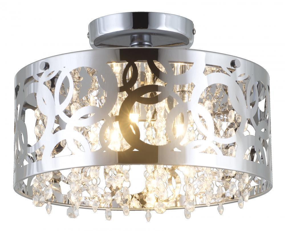 DVI Lighting Woodstock DVP14711CH-CRY Chrome three-light semi-flush with clear crystal