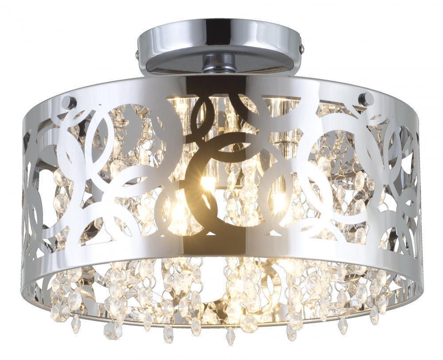DVI Lighting Woodstock DVP14711CH-CRY Chrome three-light semi-flush with clear crystal