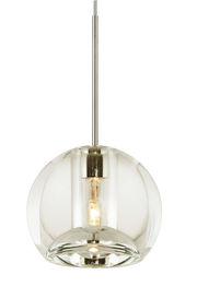Stone Lighting Gracie PD091CRPNX2M pendant with a clear rounded faceted shade and polished nickel suspension