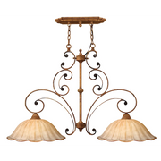 Hinkley Petals 4534AD chandelier in Antique Gold with amber-lined white glass