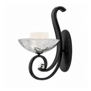 Fredrick Ramond Muse wall sconce with a scrolling Blacksmith frame and mottled glass