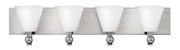 Fredrick Ramond Milan FR52124BNI Brushed Nickel four-light vanity with etched opal glass