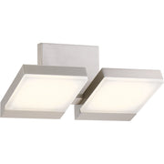 Alternate view of the two-panel fixture showing angled rectangular faces and a silvery central mounting plate