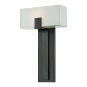 John wall sconce showing its pale box-shaped diffuser and clean T-shaped outline