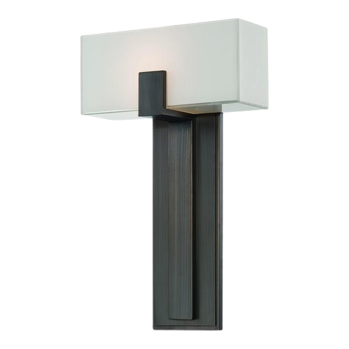 John wall sconce showing its pale box-shaped diffuser and clean T-shaped outline