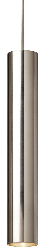 Stone Lighting Piston PD173PNN3M pendant with a narrow polished nickel cylinder and open lower end