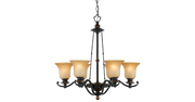 Quoizel Genova chandelier with curled arms and warm textured shades