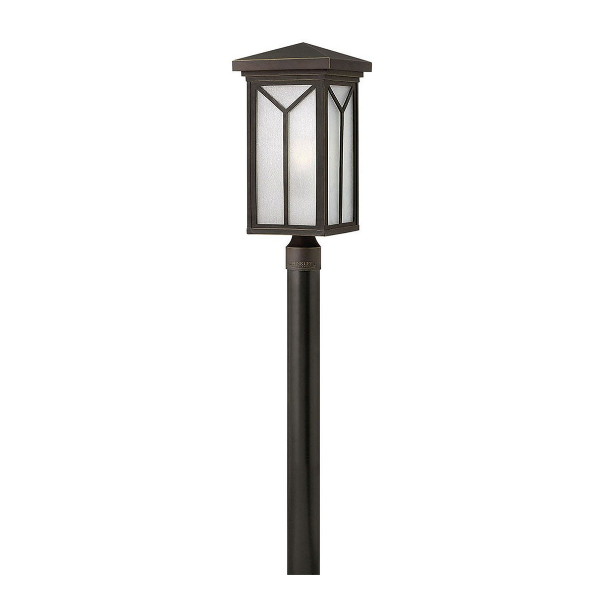 Full view of the Hinkley Drake geometric post lantern and pictured pole