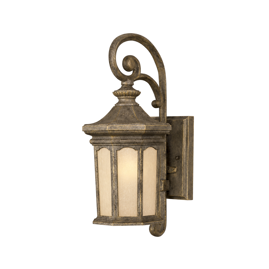Hinkley Rowe Park One Light Pearl Bronze Amber Linen Glass Wall Lantern In Aluminum Finish — 2130PZ