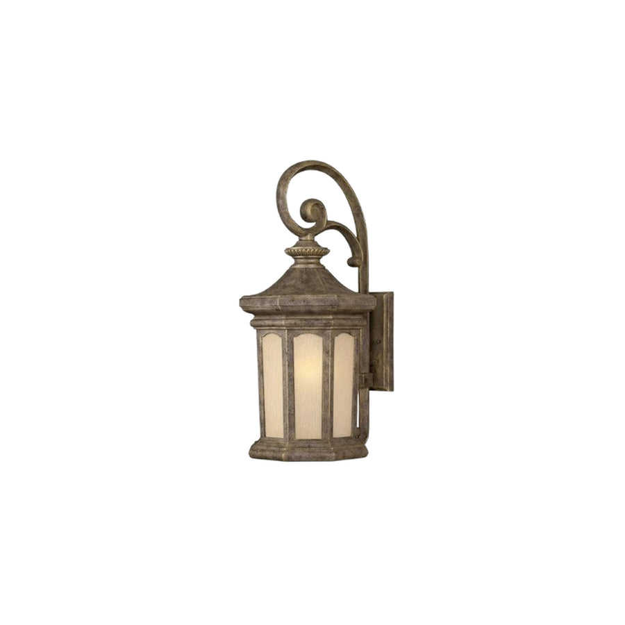 Hinkley Rowe Park 2135PZ wall lantern showing its textured bronze frame, arched panels and sweeping scroll.
