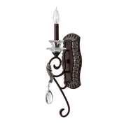 Hinkley Marcellina bronze sconce with silver leaf details and a clear hanging drop