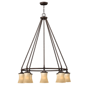 Hinkley Thistledown 4508VZ chandelier with warm flared shades around a Victorian Bronze ring