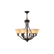 Hinkley Bolla 4656OB six-light chandelier in Olde Bronze with light amber seedy glass