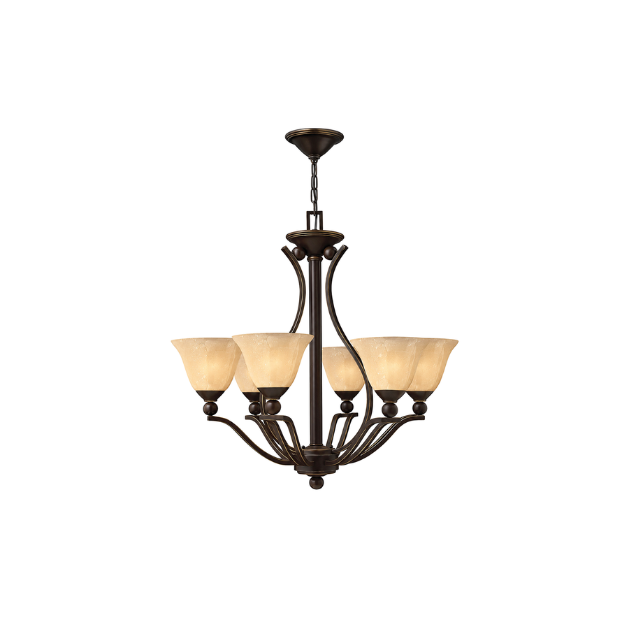 Hinkley Bolla 4656OB six-light chandelier in Olde Bronze with light amber seedy glass