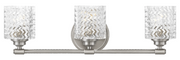 Hinkley 5043BN three-light vanity light in Brushed Nickel with clear chevron glass