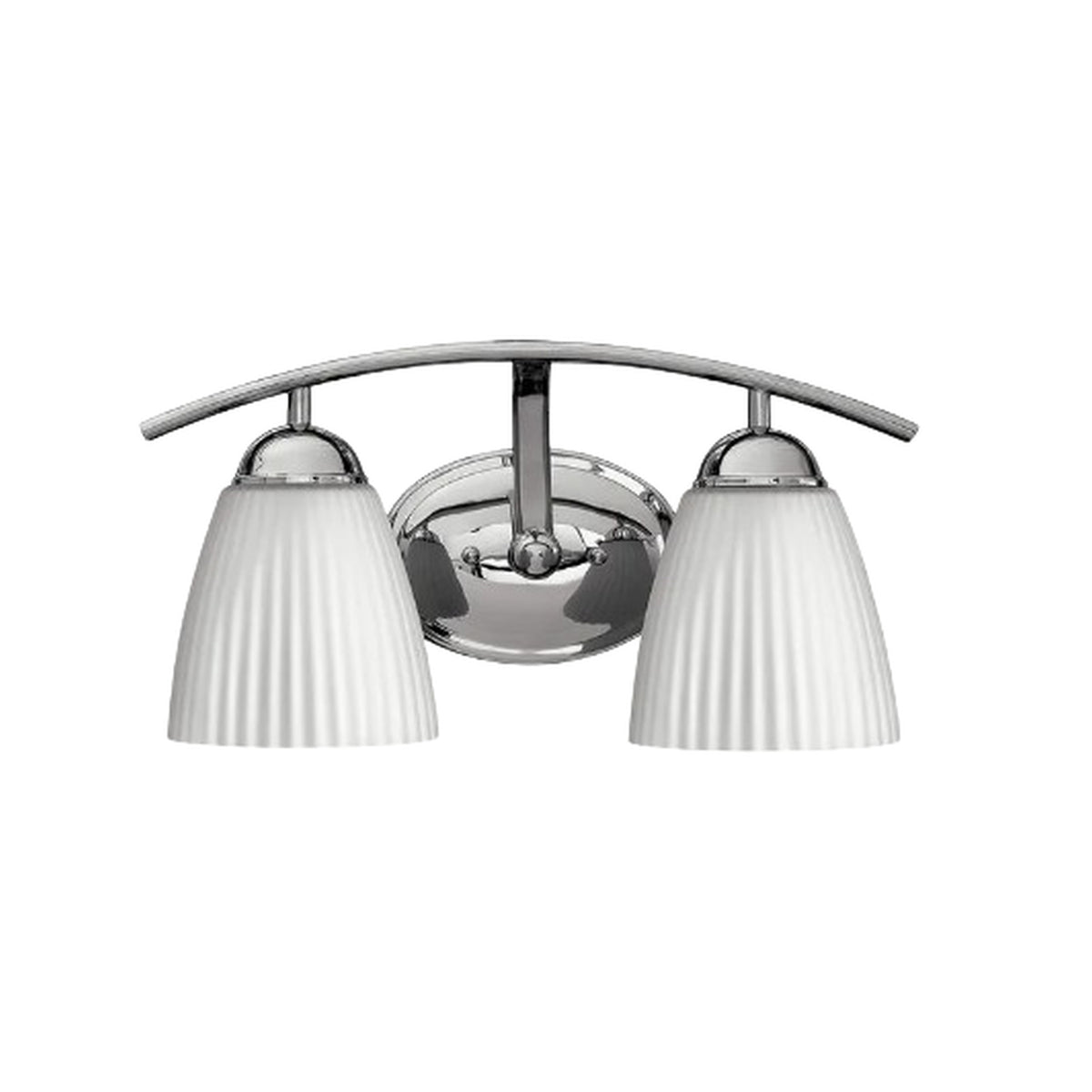 Devon vanity light with a curved Chrome bar and oval backplate